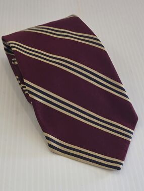BROOKS BROTHERS 346 Pure Silk Men’s Neck Tie Burgundy Gold Striped USA 3.75"x57”